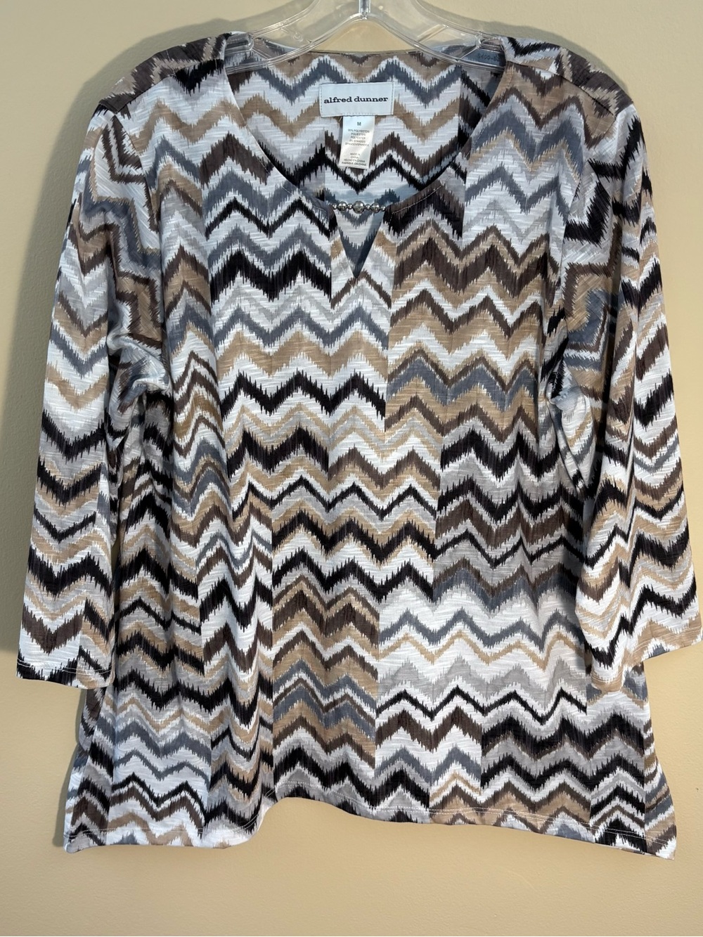Alfred Dunner Chevron Zig Zag Knit Top Blouse Size-M